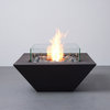 Wedge 30" Square Ethanol Fire Pit With Glass Shields, Graphite