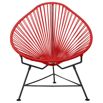 Junior Indoor/Outdoor Handmade Acapulco Chair, Red Weave, Black Frame