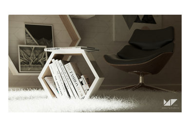 Example of a minimalist living room design in Other
