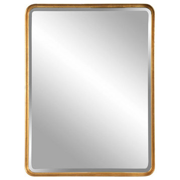 Rustic Rounded Rectangular Mirror in Satin Black Finish Curved Corners Metal