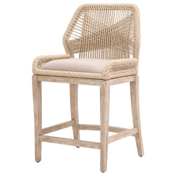 Star International Furniture Woven Loom 26" Fabric Counter Stool in Natural