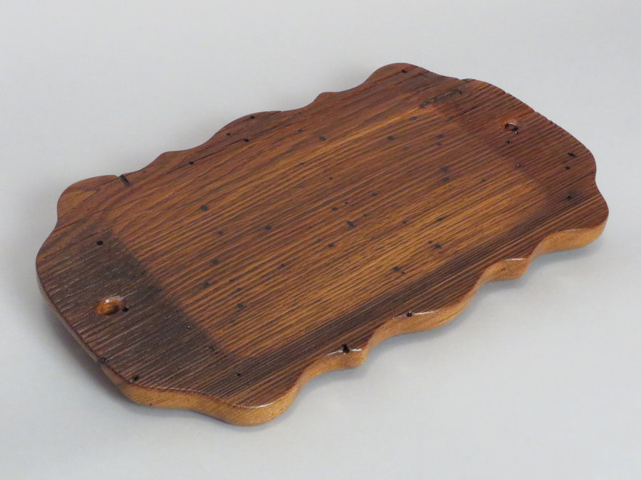 #15036 Hand-Carved Serving Tray. Reclaimed American Chestnut