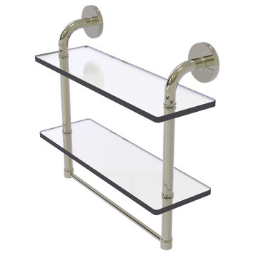 Remi 16" Two Tiered Glass Shelf with Towel Bar, Polished Nickel