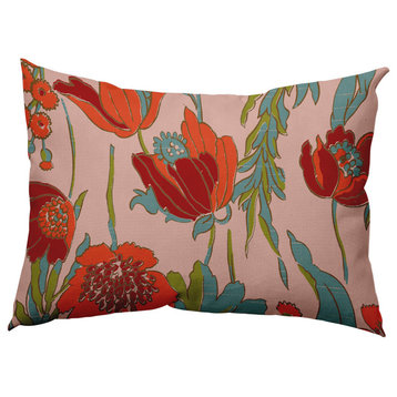 14" x 20" Bold Flower Garden Decorative Indoor Pillow, Red
