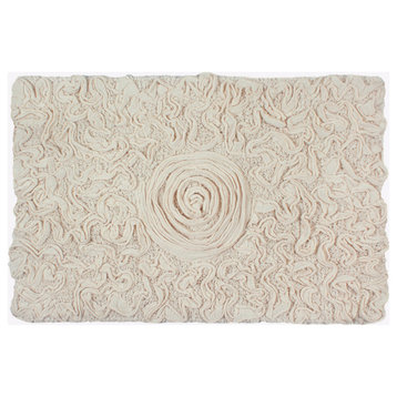 Bellflower Bath Rug, 17"x24", Ivory