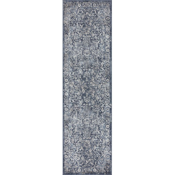 Cinda Traditional Oriental Blue Scatter Mat Rug, 2' x 3'