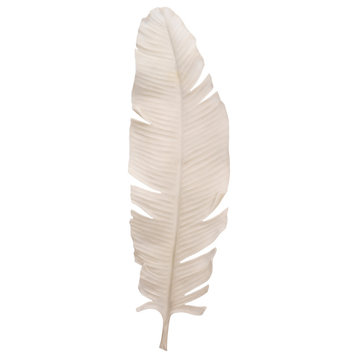 Coastal Style White Polyresin Feather Object