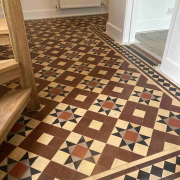 Plaster Stained Victorian Tiled Hallway Renovated in Stonehouse