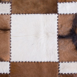 Unique Handmade Cowhide Patchwork Hallway & Stair Runner, Brown White, 6'8"x2'7" - Hall And Stair Runners