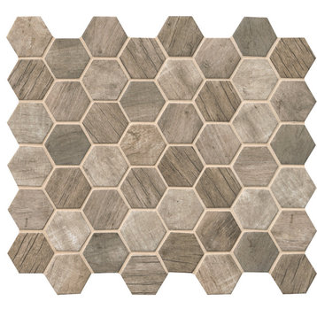 MSI SMOT-GLS-6MM-M 2" x 2" Hexagon Mosaic Tile - Matte Glass - Driftwood