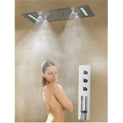 Platinum Shower Set with 5 Functions Thermostatic Mixer with 700x380 LED Ceiling - Showerheads And Body Sprays