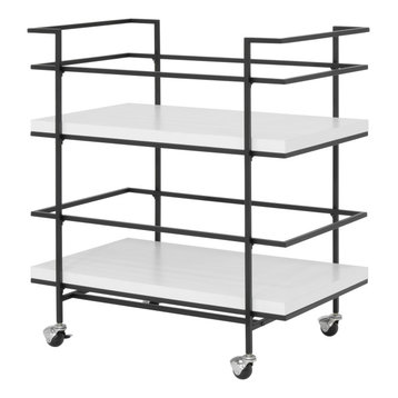 Keystone Modern 2-Tier Bar Serving Cart with Shelf Guards