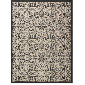 Nourison Caribbean CRB12 Ivory/Charcoal 7'10" x 10'6" Area Rug