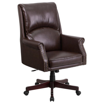 High Back Brown Leather Chair BT-9025H-2-BN-GG