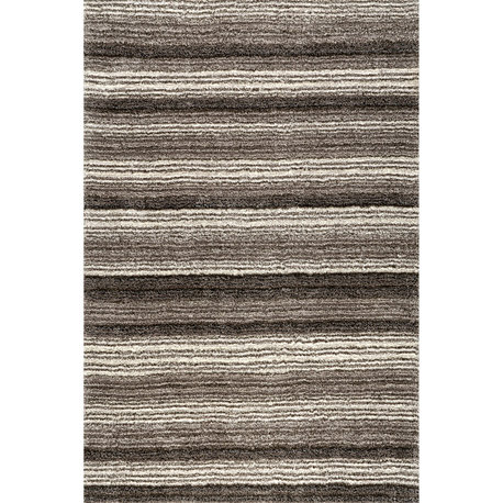 Nuloom Hand-Tufted Striped Shaggy Plush Shag Rug, Grey Multicolor 9'x12'