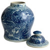 Temple Jar Vase Phoenix Small Blue White Ceramic