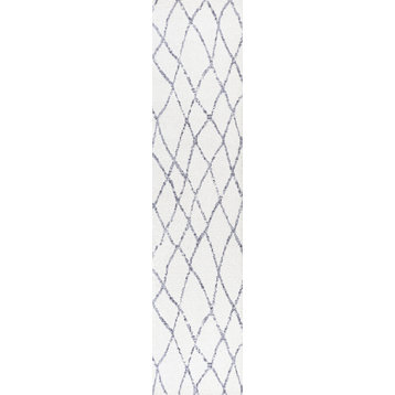 Illi Moroccan Diamond Trellis Ivory/Gray 2 ft. x 10 ft. Runner Rug