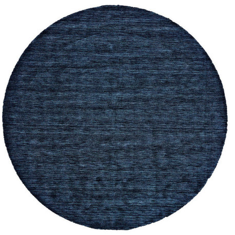 Weave & Wander Celano Contemporary Wool Rug, Dark Blue, 10'x10' Round