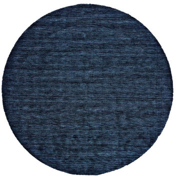 Weave & Wander Celano Contemporary Wool Rug, Dark Blue, 10' X 10' Round