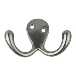 GlideRite Hardware - Hardware Octopus Double Hook, Satin Nickel - Wall Hooks