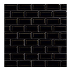 Dimensional Ceramic - Beveled Mini Brick 1" x 2" Mosaic Chocolate Black - Gloss - Tile