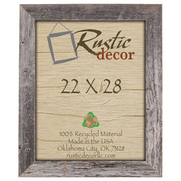 Catoosa Extra Wide Reclaimed Rustic Barn Wood Wall Frame, 22"x28"