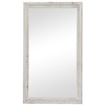 Modern White Wood Wall Mirror 563035