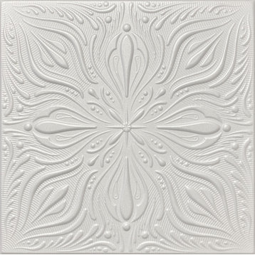 20"x20" R9 Styrofoam Ceiling Tile, Plain White