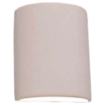 Everly Half Cylinder Outdoor Wall Light, Paintable Bisque, Open Top