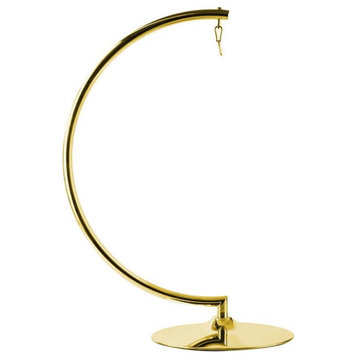 Maklaine 62 inches Mid-Century Metal Bubble Chair Stand in Gold Finish
