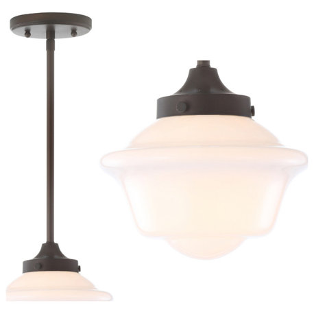 Kurtz Adjustable Drop Metal/Glass LED Pendant, Oil Rubbed Bronze, 7.25"w