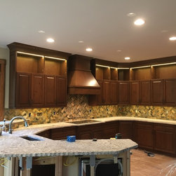 Colorful nature stone herringbone pattern backsplash - Home Improvement