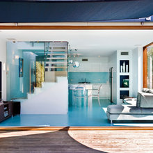 downstairs