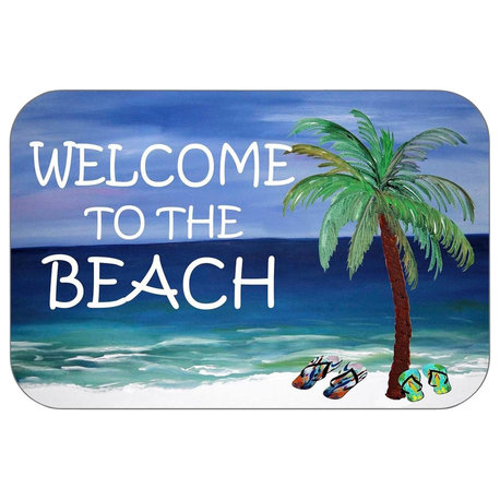 Welcome To The Beach Plush Bath Mat, 20"x15"