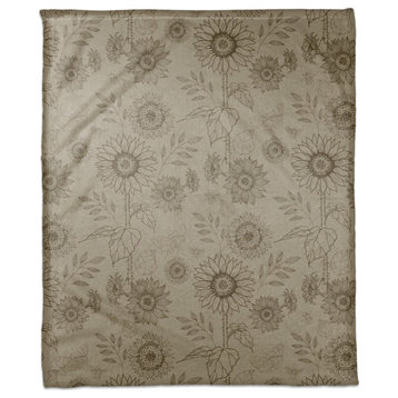 Brown Sunflower Icons 50 x 60 Coral Fleece Blanket