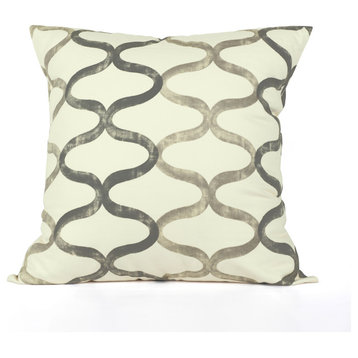 Illusions Printed Cotton Cushion Cover, Set of 2, Silver Gray