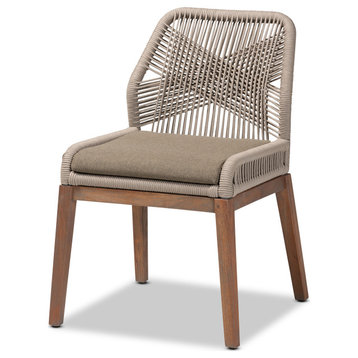 Ronnell Gray Woven Rope Mahogany Dining Side Chair