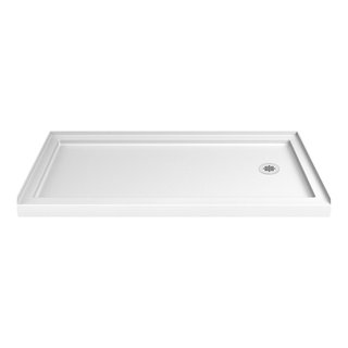 Fine Fixtures Single Threshold Acrylic Shower Base - Non-Slip Textured  Surface Shower Floor Pan 30 x 30 in White 