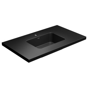 Dyconn Faucet 37" Solid Surface Vanity Top, Black