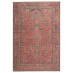 Jaipur Living - Machine Washable Galina Oriental Red and Blue Runner Rug, 2'6"x7'6" - The Kindred collection melds the timelessness of vintage designs with modern, livable style. The Galina rug's vibrant brick red, terracotta, and blue tones ground spaces with luxe appeal and a classic center medallion motif. This low-pile rug is made of soft polyester and features a stunning, Old World-inspired digitally printed design.