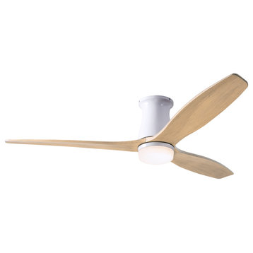 Arbor Flush Fan, Gloss White, 54" Maple Blades With LED, Remote Control
