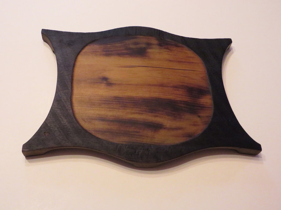 #1410 Hand-Carved Smoked Poplar Serving Board