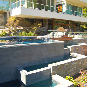 contemporary two sided vanishing edge pool + catch pools
