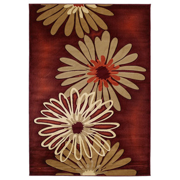 United Weavers Contours Dahlia Floral Rug, Terracotta (510-20229), 5'3" x 7'6"