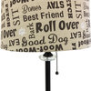 28" Crystal Lamp, Cream/Brown Dog Lover Drum Shade, Oil Rubbed Bronze, Single