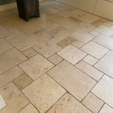 Tumbled Limestone Floor Cleaned, Polished and Sealed in Bromley