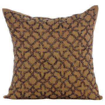 Gold Indian Pillow Covers 20"x20" Indian Pillow Covers, Silk, Gold Celebration