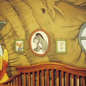 Winnie The Pooh Murals in a Nursery by Tom Taylor of Mural Art LLC