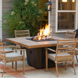 Square Cosmo Reclaimed Wood Dining Fire Table - Outdoor Dining Tables