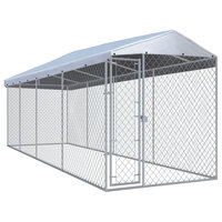 vidaXL Outdoor Dog Kennel with Roof Lockable 299"x75.6"x88.6" Steel Pet Cage